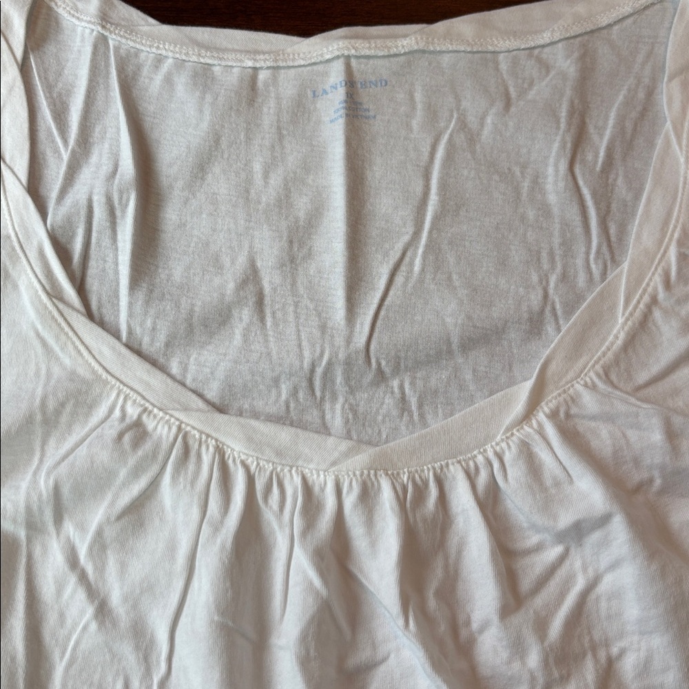 Lands’ End White Sleeveless Cotton Shift Dress With Pockets 1X 16W 18W - Picture 7 of 7